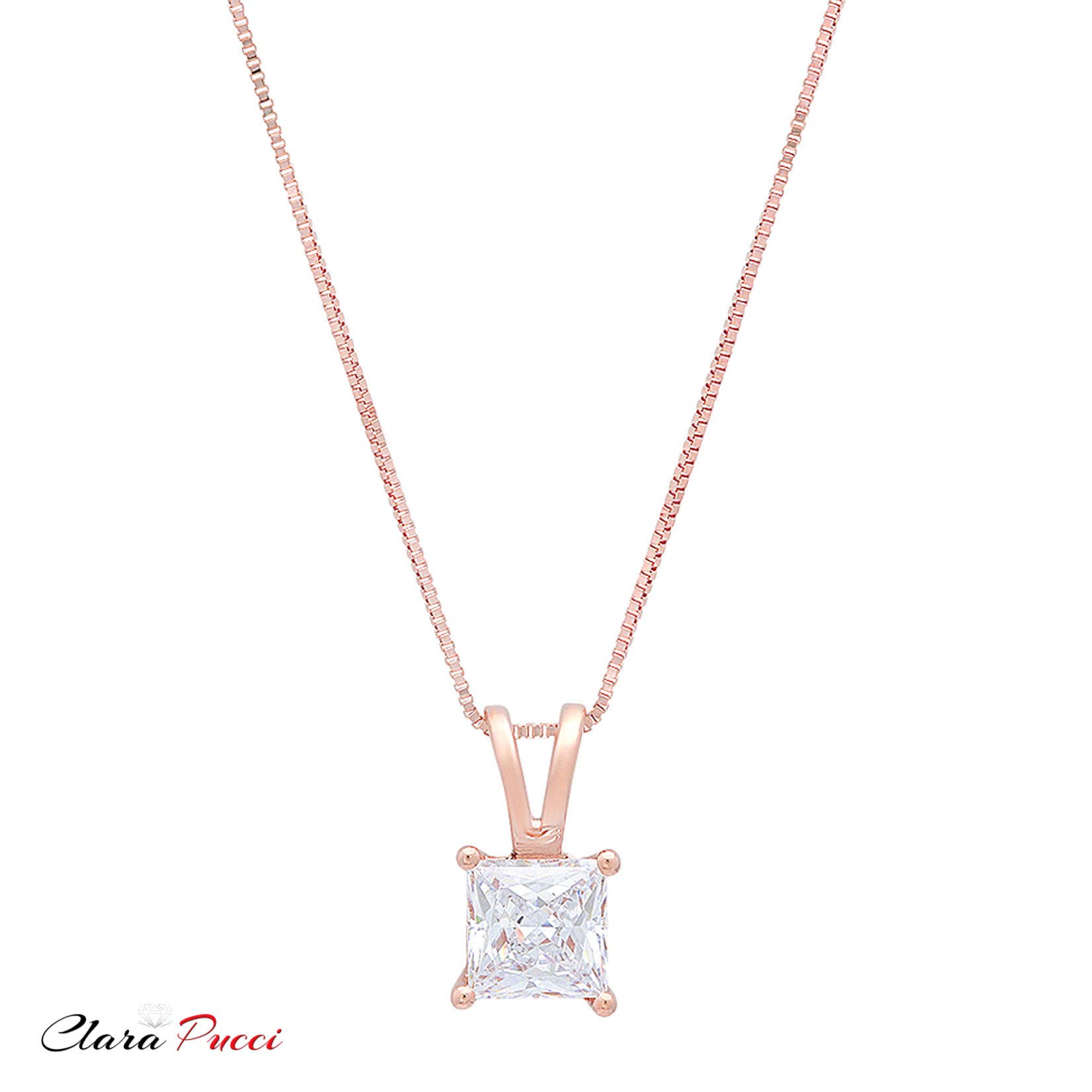 1.05 ct Brilliant Princess Cut Genuine Moissanite Ideal VVS1 D Solitaire Pendant Necklace With 16