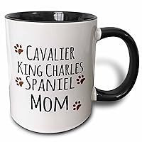3dRose Cavalier King Charles Spaniel Dog Mom Mug, 1 Count (Pack of 1), Black
