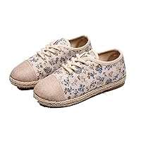 Women and Ladies Little Flower Print Casual Traveling Flat Shoes Sneaker Espadrilles