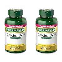 Nature's Bounty Calcium Carbonate & Vitamin D, Supports Immune Health & Bone Health, 600mg Calcium & 800IU Vitamin D3, 250 Tablets (Pack of 2)