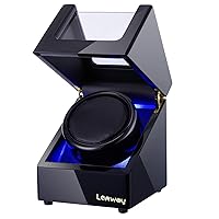 Watch Winder Super Quiet， Automatic Watch Winder Four Rotation Modes，Battery Operated or Ac，with Led Light，Watch Winder for Rolex， High-End Piano Paint Baking Process Single Watch Winder