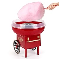 Cotton Candy Machine, Mini Electric Cotton Candy Maker with Sugar Scoop & Splash-Proof Plate, Countertop Cotton Candy Maker Make Candy for Kids Birthday, Party, Red