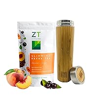 Dr. Zisman ZT Slimming - Peach and Acai Skinny Boost and Detox Tea Blend + Double-Walled Stainless-Steel Tea Infuser Bottle or Travel Mug Cup Container