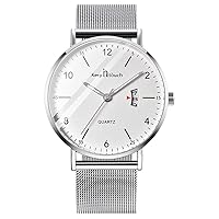 MICGIGI Men's Watches Business Waterproof Quartz Watch Ultra Thin Stainless Steel Mesh Belt Wristwatches