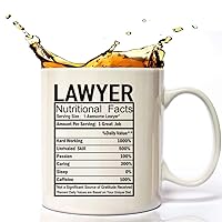 Law Lawyer Gifts Coffee Cup 11 Oz, Lawyer Attorney Nutritional Facts Funny Coffee Mug Inspirational And Motivational for Scales of Justice Paralegal Law Lawyer Attorney.