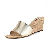 Wedge Sandals for Women Open Toe Wedge Heels Womens High Heel Sandal Square Toe Heeled Wedge Sandals Wood Grain Slip on Wedge Mules