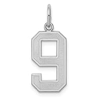 925 Sterling Silver Medium Satin Sport game Number Charm Pendant Necklace Jewelry for Women in Silver Choice of Numbers and 0 1 2 3 4 5 6 7 8 9