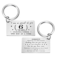 Sobriety Gifts for Women Men- Sober Anniversary Keychain- I am So Proud Of You AA Presents