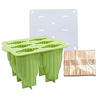 Popsicles Molds 6 Cavity DIY Ice Cream Molds with 50 Popsicle Sticks BPA Silicone Ice Pop Molds Easy to Release for Kids Adults Ice Pop Molds