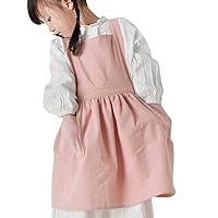 3-10 Years Kids Girl Vintage Cotton Linen Japanese Apron Bib Dress With Pockets for Garden Work Painting