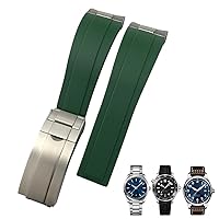 20mm Rubber Watchband Fit for IWC Mark Omega Seamaster 300 AT150 Metal Link Rubber Watchband Curved End Sport Strap (Color : Green, Size : 20mm)