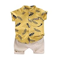 3 Clothes Summer 1-4Years Clothes Boys T-Shirt Cartoon Set Baby Infant Outfits Tops+Shorts Boys (Yellow, 18-24 Months)