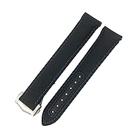 20mm 21mm 19mm Curved End Coated Nylon Fabric Watchband Fit for Omega AT150 GMT GoodPlanet Blue Belt Sport Watch Strap (Color : Black Blue, Size : 21mm)
