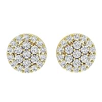 Round Cut CZ Diamond 14K Yellow Gold Plated 925 Sterling Silver Engagement Cluster Stud Earrings For Women & Girls
