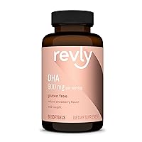 Amazon Brand - Revly DHA Omega 3 fatty acids with Natural Strawberry Flavor Softgels, Adult, 900 mg Per Serving (2 Softgels), 60 Count (Pack of 1)