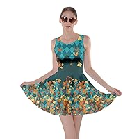 CowCow Womens V-Neck Dress with Pockets Autumn Fall Thanksgiving Woodland Leaves Bugs Casual Skater Dress, XS-5XL