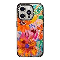 CASETiFY Impact Case for iPhone 15 Pro [4X Military Grade Drop Tested / 8.2ft Drop Protection/Compatible with Magsafe] - EttaVee Watercolor Fleurs - Clear Black