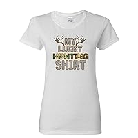 Ladies My Lucky Hunting Shirts Deer Hunt Camouflage Funny DT T-Shirt Tee