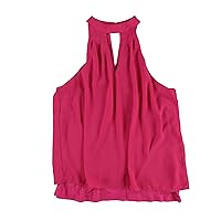 Women's Pink Candy Pop Mock-Neck Keyhole Top Size Small