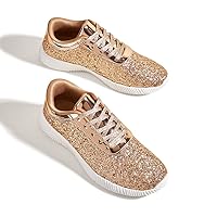 BELOS Women's Glitter Shoes Sparkly Lightweight Metallic Sequins Tennis Shoes