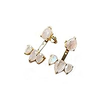 Most Fashionable Rainbow Moonstone 925 Silver Gold Plated Ear Jacket By CHARMSANDSPELLS