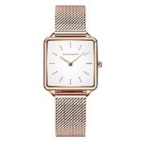 Quartz Watches Women Square Dial Casual Business Stainless Steel Mesh Band Wrist Watch Rose Gold/Silver