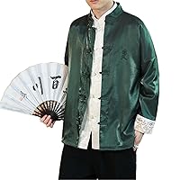 Chinese Style Retro Men Tang Suit Top Black GN Jacket Oriental Jacket Casual Kung Fu Top Zen Tea Shirt Streetwear