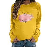 Heart Print Crewneck Sweatshirts For Women Trendy Raglan Long Sleeve Shirts Thin Pullover Teen Girls Cute Fall Tops