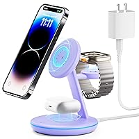3 in 1 Charging Station for Apple Devices, Mag - Safe Charger Stand,15W Fast Magnetic Charger Wireless Compatible for iPhone 15 14 13 12 Pro/Max/Plus/Mini,AirPods Pro/3/2,iWatch 9/8/7/6/SE/5/4/3/2
