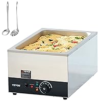 VEVOR Commercial Food Warmer 24QT Bain Marie 1200W Electric Buffet Warmer Steam Table Food Warmer Countertop Stainless Steel Food Warmer Wet or Dry Use for Parties, Catering and Restaurant