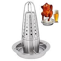 Beer Can Chicken Stand Stainless Steel Beer Can Chicken Holder for Grill Smoker Oven with Flavouring Container Dishwasher Safe Chicken Roaster BBQ Grill Accessories Grills