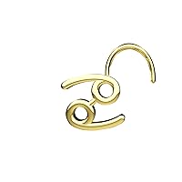 8mm Cancer Zodiac Nose Stud 925 Sterling Silver Metal With 14k Gold Plated Nose Jewelry