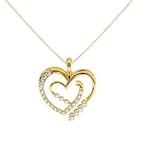 VVS Gems Promise Pendant in 18K Gold with Round Cut Natural Diamond (0.29 ct) | White/Yellow/Rose Gold Chain Heart Necklace for Women (IJ-SI)