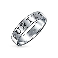 Personalized Sentimental Engraved Words Saying Love, Stay Strong, Purity, Promise Commitment Eternity Band Ring For Teen Women Oxidized .925 Sterling Silver 4.5 MM Customizable