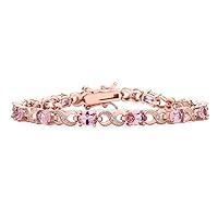 Bling Jewelry 9CT Simulated Sapphire Ruby Morganite Emerald Tourmaline Cubic Zirconia Blue Pink Green Red AAA Oval CZ Symbol Infinity Milgrain Tennis Bracelet For Women Rose Silver Plated
