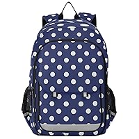 ALAZA Stylish Navy Blue Polka Dot Backpack Daypack Bookbag