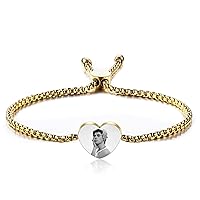 Personalized Bracelet for Women Heart Charm Custom Name/Initial Birthstone Stainless Steel Chain Adjustable Cute Bracelet Birthday Gift Friendship Bracelets