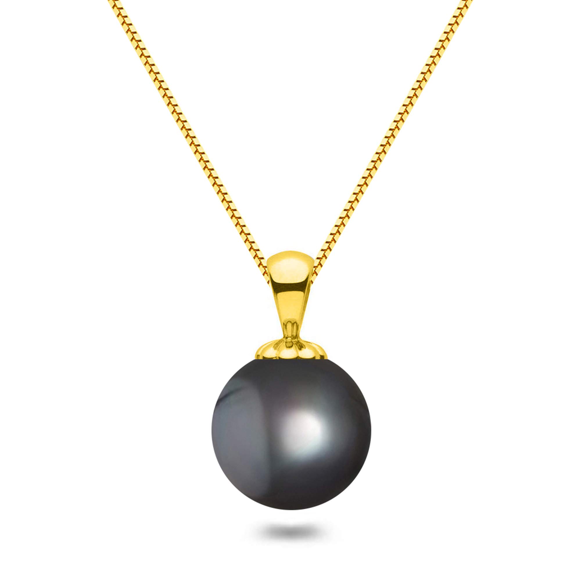 Orien Jewelry Black Japanese AAAA 6-13.5mm Freshwater Cultured Pearl Pendant Necklace 16