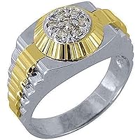 Mens 14k Inverted Two-Tone Gold Round Diamond Ring .30 Carats