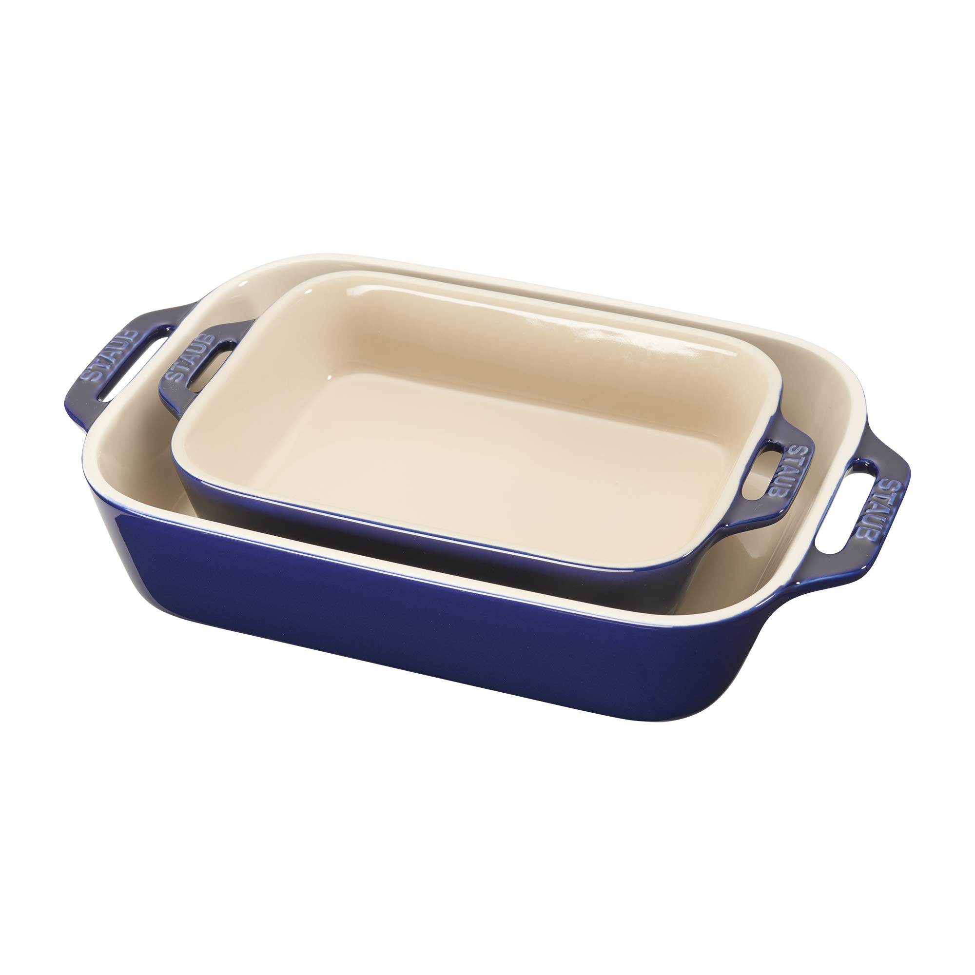 STAUB Ceramics Rectangular Baking Dish Set, 2 pc, Dark Blue