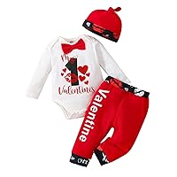 Teen Girl Summer Outfits Day Boys Baby Romper Outfits Hat Valentine's Letter Toddler Heart Baby Girl (Red, 12-18 Months)