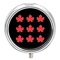 Canadian Maple Leaf Round Pill Box 3 Compartment Mini Pill Case Travel Medicine Pill Organizer