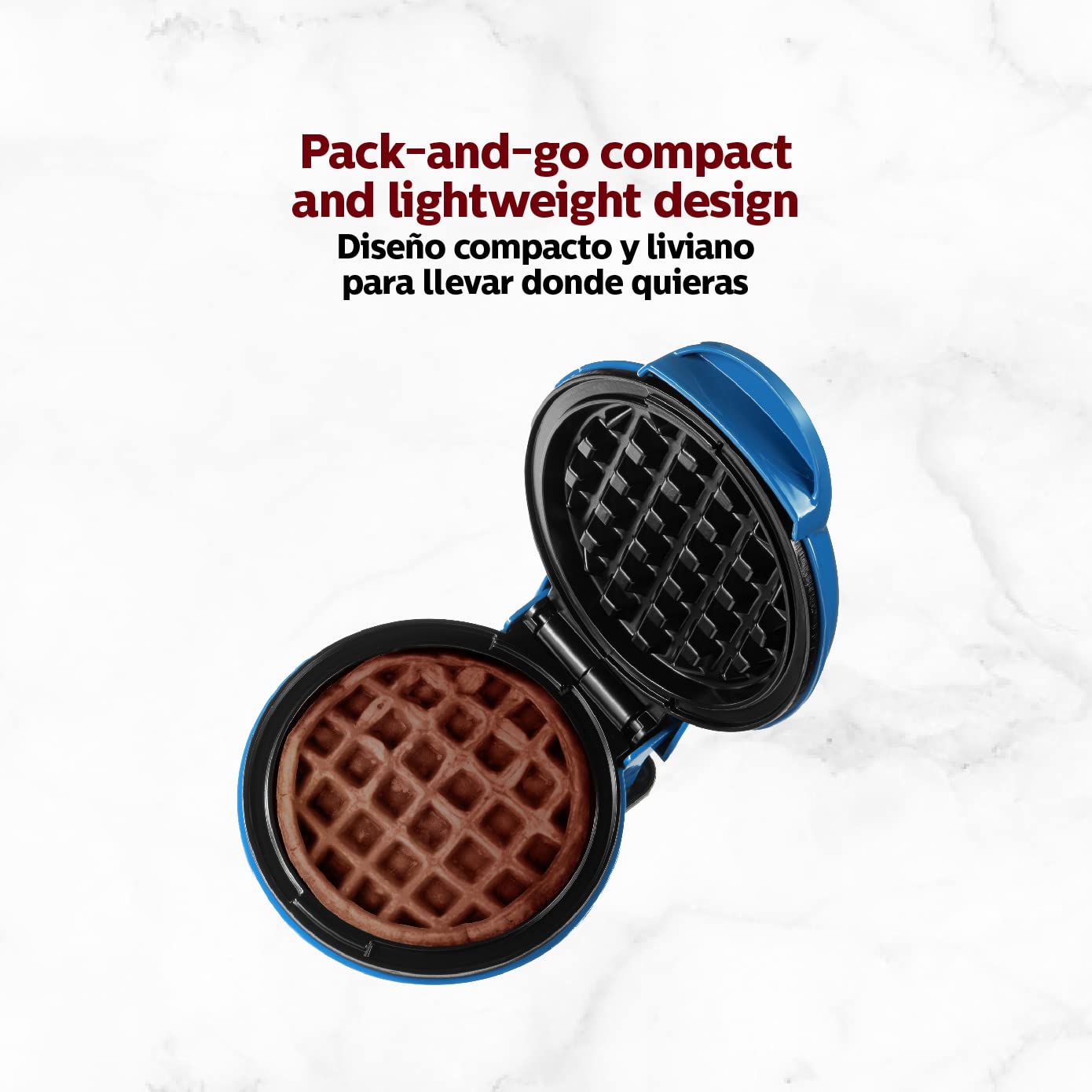 Holstein Housewares Personal Non-Stick Waffle Maker, Blue - 4-inch Waffles in Minutes
