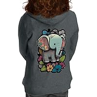 Floral Elephant Toddler Full-Zip Hoodie - Colorful Toddler Hoodie - Flower Kids' Hoodie