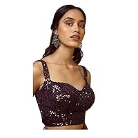 Women's Readymade Sequence Blouse For Sarees Indian Bollywood Designer Padded Stitched Choli Crop Top