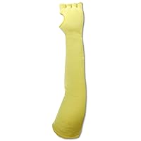 MAGID KEV14TSF CutMaster Kevlar Machine Knit Protective Sleeves with Thumb and Bar Tacked Finger Slots, Yellow, 14