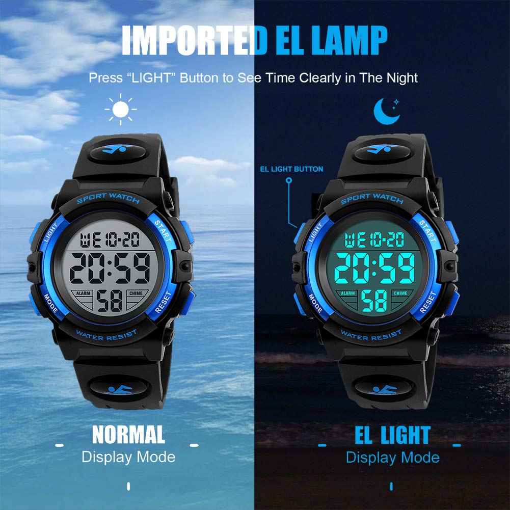 KIDPER Kids Digital Watch, Boys Sports Waterproof Led Watches with Alarm Wrist Watches for Boy Girls Children