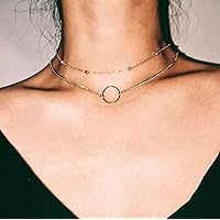 DOUBNINE Dainty Necklace Ring Layered Choker Sets Boho Simple Everyday Jewelry Women Fashion