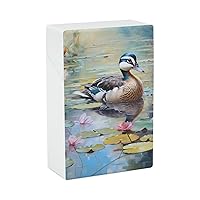 Duck Lotus Prints Cigarette Case Plastic Cigarette Pocket Holder Flip Open Cigarette Protective Cover Storage Box