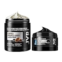 JVR Blackhead Remover Mask and Face Scrub for Men (9 oz) Charcoal Peel Off Black Mask, Facial Mask Purifying and Deep Cleansing for All Skin Types
